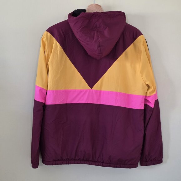 PINK Victoria Secret Jacket Women XS/S Multi Colorblock Zip LS Hood Sherpa Lined - Picture 2 of 16